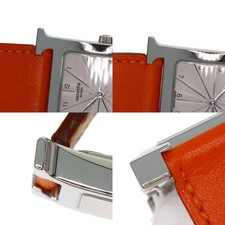 Hermes HH1.510 H Watch Stainless Steel Leather Men's Used Wristwatch 8