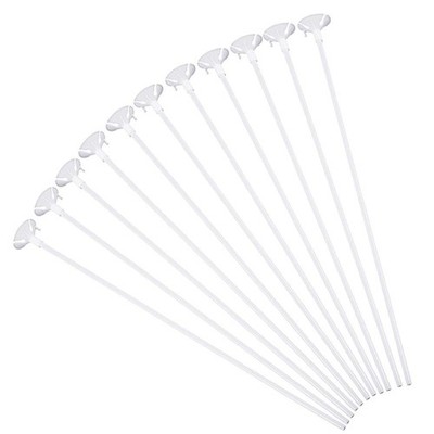 50 Pieces Plastic White Balloon Sticks with Cups for Party, Valentine's Day, ...