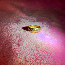 10  karat Yellow Gold Religious Cross Engraved Band Ring No Stone Size 6 8mm