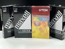 Maxell GX Silver VHS Cassette High Quality T-120 TDK Superior Sealed Lot Of 4