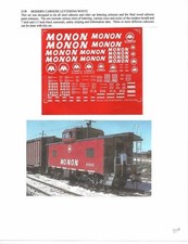 HO Scale MONON RAILROAD DECAL SET 21W Modern caboose lettering white