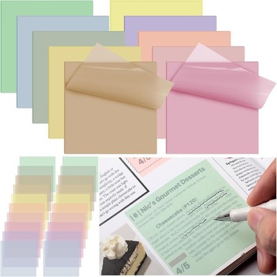 500 Sheets Transparent Sticky Notes Bulk Pastel Mixed Colors