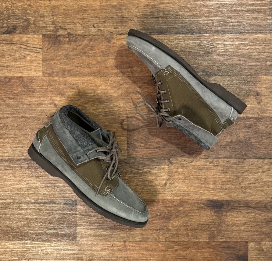 RARE 2011 Vane X Sebago Grey Olive Suede Field Boot Vibram Sole Men’s Size 13 image 2