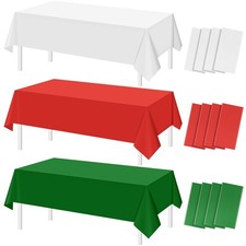 12 Pack Christmas Tablecloth Bulk, Red White Green Disposable Tablecloths, Re...