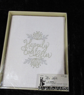 New His &Hers Memory Book Happily Ever After Wedding White Embroidered 2010