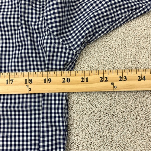 Camisa abotonada resistente a las arrugas Nautica para hombre talla M azul marino blanco algodón guinga - Imagen 7 de 8