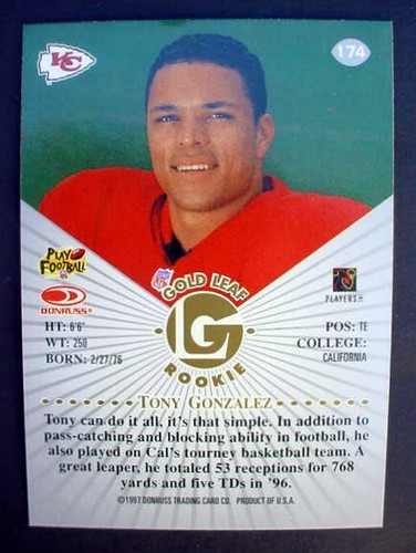 1997 Donruss Preferred Leaf Playoff Tony Gonzalez 9 Card Lot RC Rookie HOF Chief - Picture 12 of 12