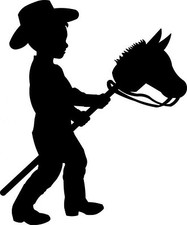 Cowboy Cowgirl kid horse toy vinyl decal car truck decal sticker western USA