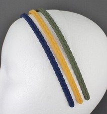 Blue Mustard Green headband set plastic thin skinny narrow grip teeth braid