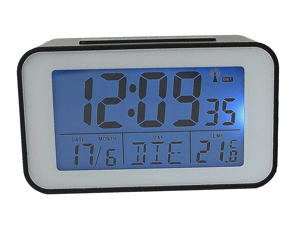 Funkuhr mit Thermometer Funkwecker wecker Tischuhr schwarz (NR4491-s) - Bild 3 von 4