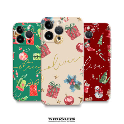 Personalisierte Handyhülle Weihnachten Name Silikon Cover für iPhone 11 12 13 14 15