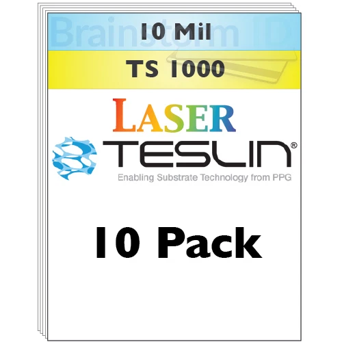BRAINSTORM ID Laser Teslin Synthetic Paper (TS1000) For Making PVC-Like ID Cards - 10 Sheets