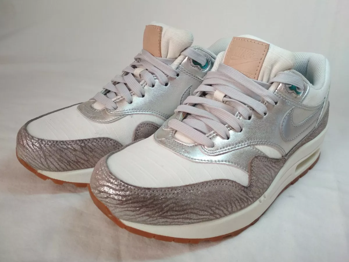 Womens NIKE AIR MAX 1 PRM PREMIUM METALLIC SILVER EUR 38