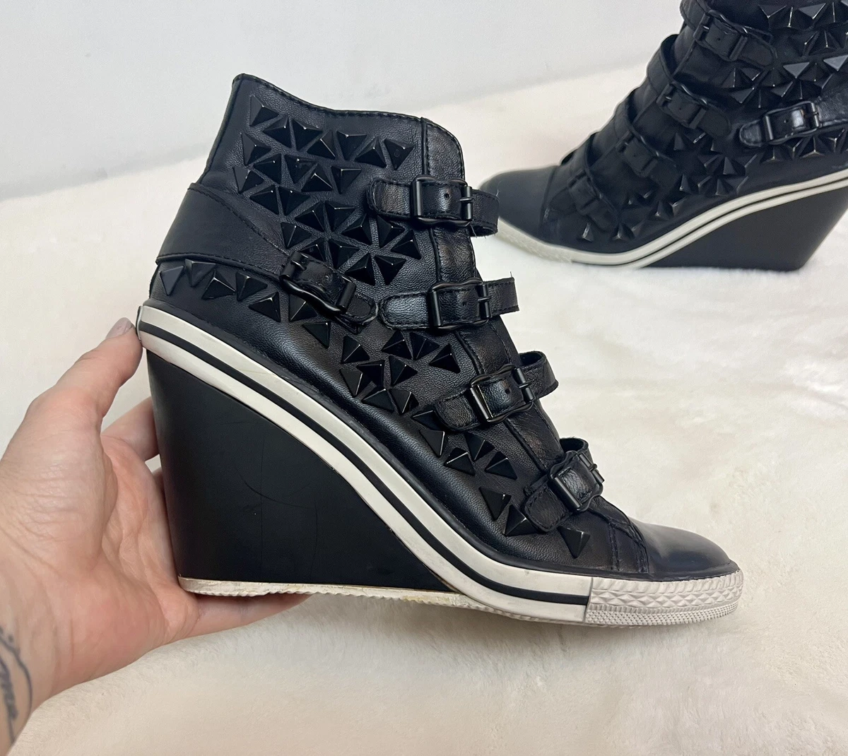 Ash Limited Wedge Sneakers Leather Studded High Tops Women's 40