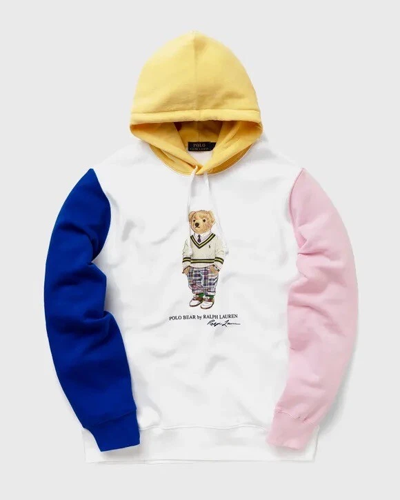 Polo Ralph Lauren Kicker Bear Hoodie Small Multicolor Panel Teddy Bear