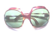 FRENCH 1960s OVERSIZED BUG TORTOISE SUNGLASSES GREEN LENSES JACKIE O. STYLE NEW