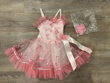 Theatricals Costumes Leotard Tutu Dress XS C White Pink Flower Dance Cami Ballet