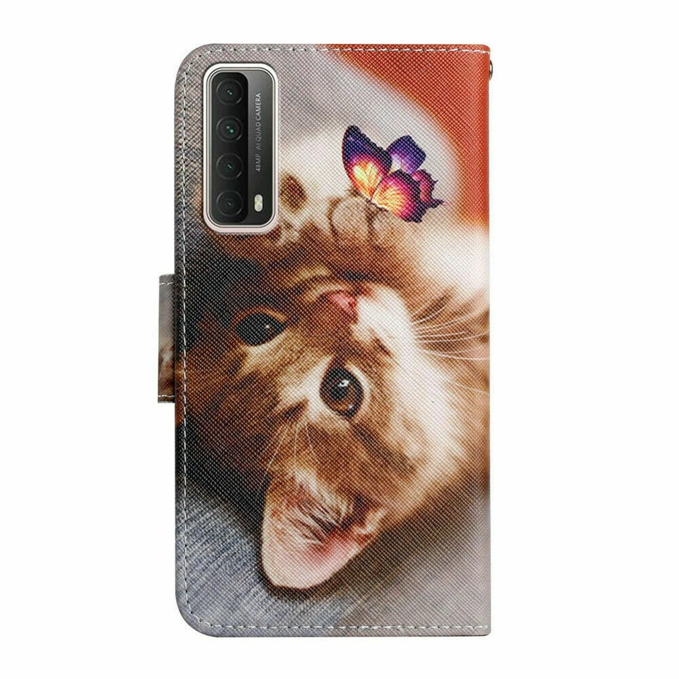 Painted Flip Leather Wallet Stand Phone Case For Huawei P Smart P30 P40 Lite E - Image 3 of 4