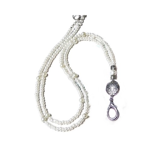 Beaded Necklace Lanyard holder work id badge, with pearls color choice - Bild 16 von 16