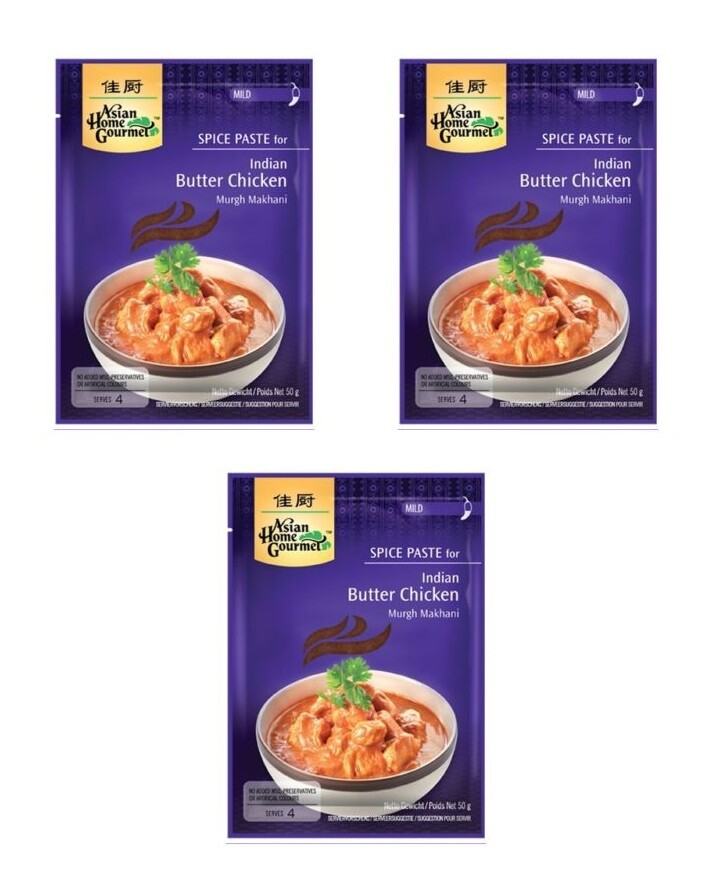 Butter Chicken Makhani Dreierpack: 3 x 50g Asian Home Gourmet AHG Gewürzpaste