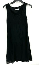 CDC Anthropologie Dress Womens 8 Black Sleeveless Chiffon Lines LBD