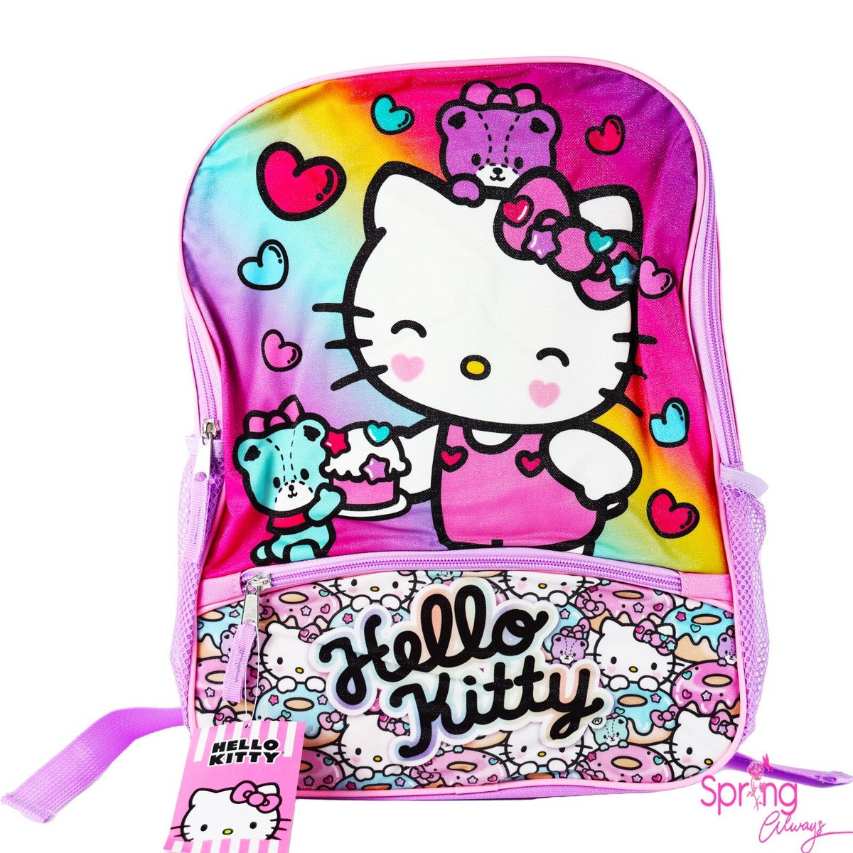 hello kitty black rainbow hearts backpack hello kitty rainbow heart 16 inch school backpack