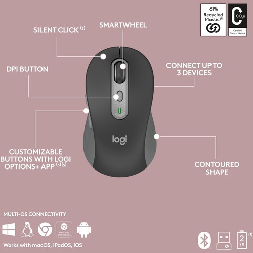 Logitech Wireless Signature Slim MK950, Easy-Switch, Flow, Black - Picture 3 of 7