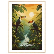 Amazon Rainforest Brazil Travel Poster Jungle Art Print Nature Decor Eco Gift Ad