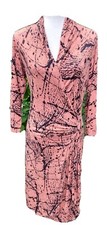 Karen Kane Wrap Dress Medium  Abstract Print T Shirt Knit Career V Neck USA READ
