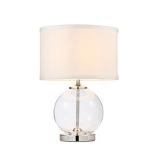 Image of Litecraft Small or Large Rhonda Table Lamp Glass Base With White Shade - Chrome
