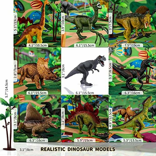 TEMI Dinosaur Toy w/ Activity Play Mat & Trees, Educational Realistic Dinosaur F - Picture 2 of 6