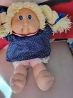 Vintage  Cabbage Patch White Girl Doll W Lemon Hair 1985 W Dress Blue Eyes