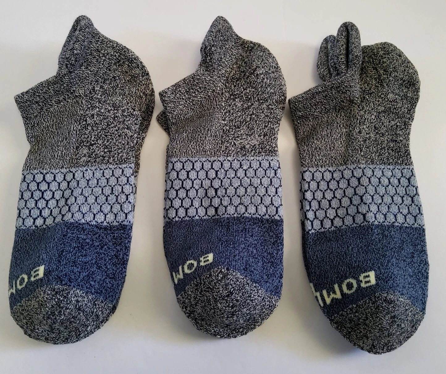 Bombas Tri-Block Marled Ankle Socks Lot Of 3 Size M