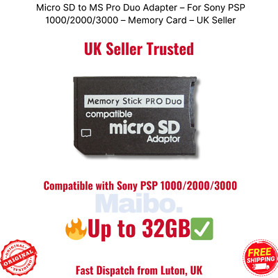 Sony PSP Micro SD auf MS Pro Duo Speicherstick Adapter - für 1000/2000/3000 Serie
