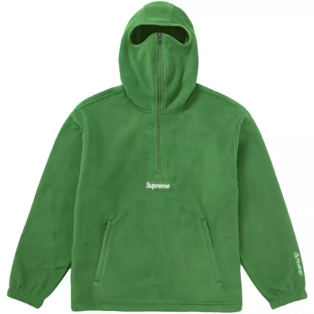 SUPREME Facemask Half Zip Hooded Sweatshirt Fleece 24AW Size: XL Green Men JP FS