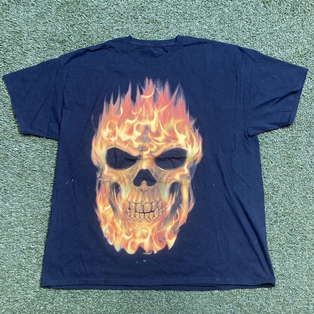 Skull Shirt XL Vintage 90s 00s Flaming Skeleton Fire Skull Shirt XL Vintage 90s 00s Flaming Skeleton Fire