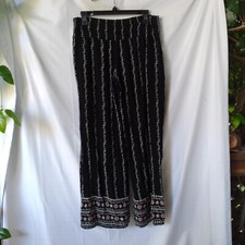3 Dots Pants Womens Size M Navy Floral Wide Leg Rayon Blend