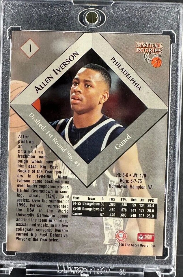 1996/97 Score Board Basketball Rookies Allen Iverson Rc #1 - Image 2 of 2