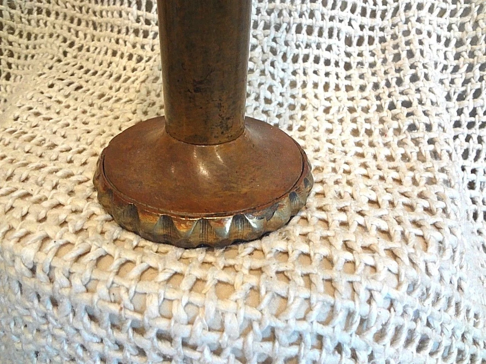 Hand Made Crafted Solid Brass 10" Pillar Candle Stick Holder with Gold Accent  - Image 4 of 4