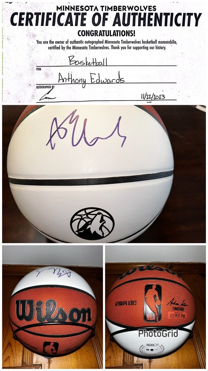 Anthony Edwards Authenticated Autographed Ball w/certificate of