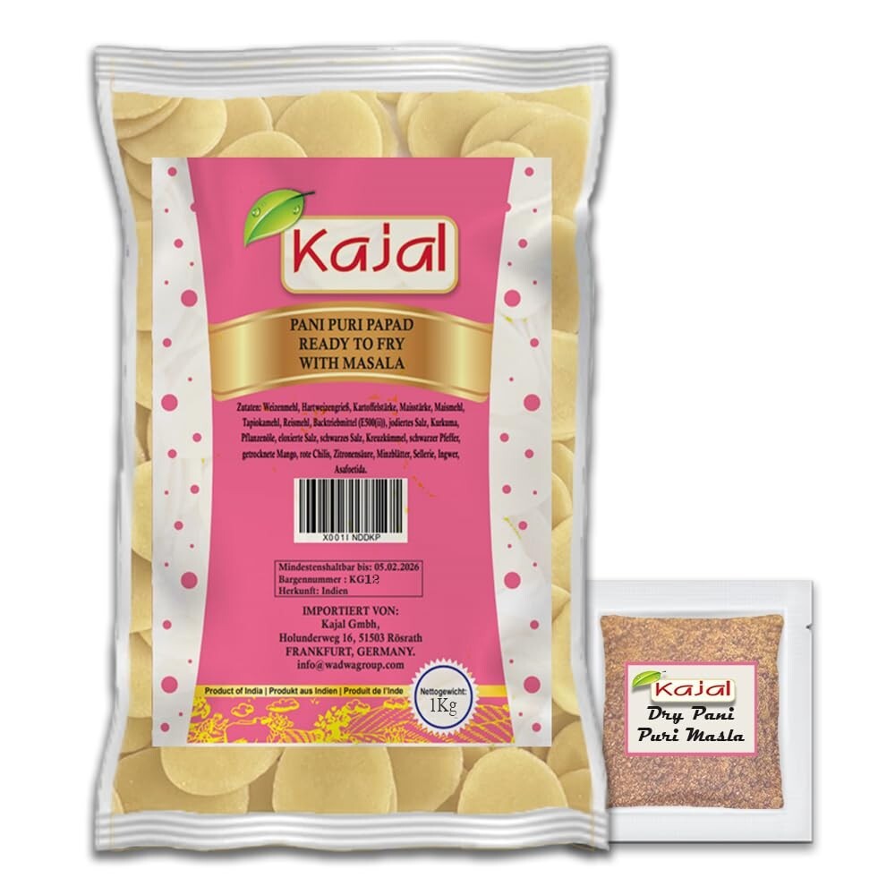 Pani Puri Golgappa zum Braten mit Masala Fresh Papad hygienisch & lecker 1 kg