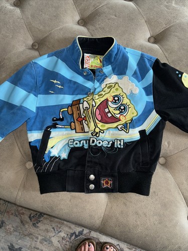 Vintage JH Design Jeff Hamilton Spongebob Nickelodeon Nascar Jacket Kids XS 4 - Picture 2 of 9