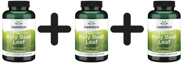 3 X Swanson Full Spectrum Holy Basil Leaf (Tulsi), 400Mg - 120 (133,29 Eur/Kg)-image