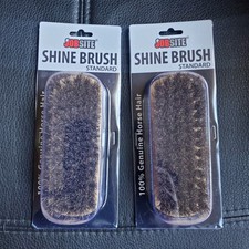 Horsehair Leather Shoe Boot SHINE BRUSH 100 Natural Bristle Wooden Handle 2 PK