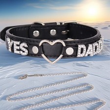 SEX WIFE Choker DIY BDSM Gift Necklace Heart Custom Collar Chain Metal Leash V4