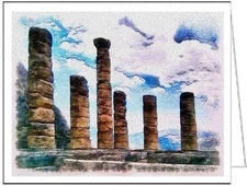 Temple of Apollo at Delphi Luxury Notecards Set - 6 Premium Blank Cards 5 x 7