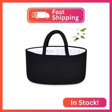 ABenkle Diaper Caddy Organizer, Boho Rustic Cotton Rope Nursery Baby Basket, Cha