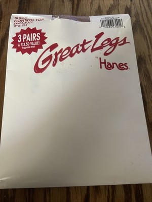 3 Pair Great Legs By Hanes VTG Pantyhose Sheer Control Top Little Color Size EF