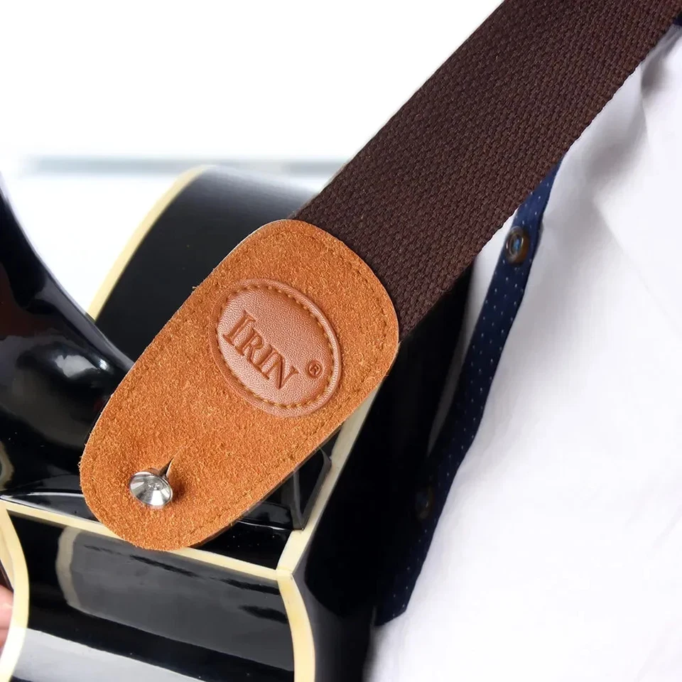 Correa de guitarra ajustable de alta resistencia para bajo eléctrico acústico extremo de cuero Foto 3 de 4