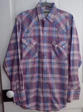 Vintage DC Brand Pearl Snap Shirt Mens 14.5 Plaid Sawtooth Western Cowboy Retro